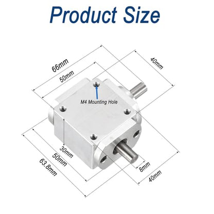90 Degree Right Angle Gearbox 1:1 Bevel Gear Drive - size: 8mm Left Single Output Shafts