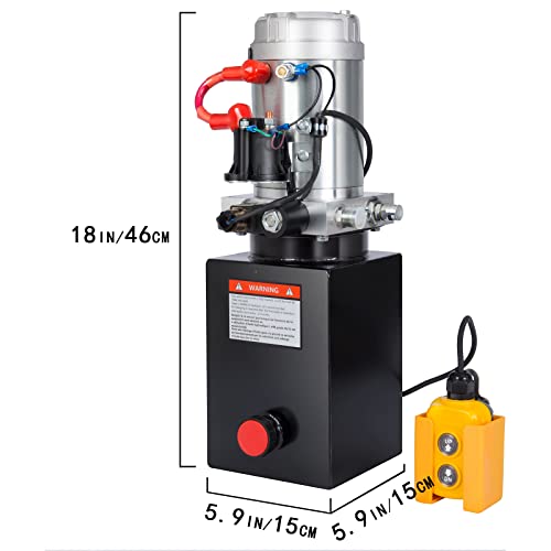 Ryan 4 Quart Iron Oil Tank Hydraulic Power Unit Hydraulic Pump for Car Lifting 4M Control Handle 12V DC Motor Double Hydraulic Power Pack