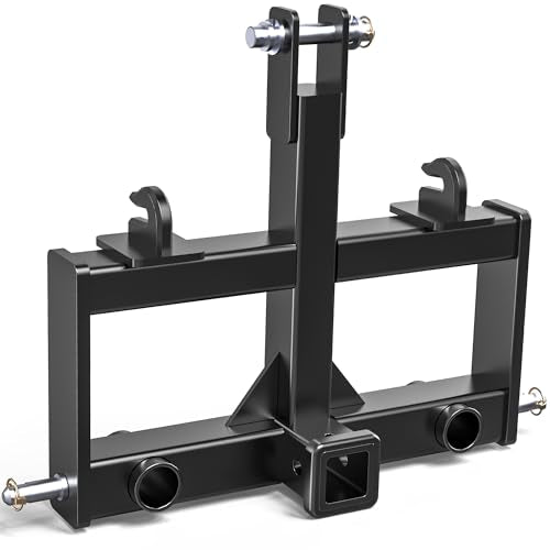YITAMOTOR 3 Point Quick Hitch with 2" Receiver for Category 1, 3 Pt Tractor Trailer Hitch Attachments Drawbar Adapter with 2 Hay Spear Holes for CAT1 Tractors