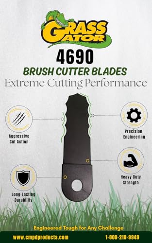 Grass Gator 4690 3-Pack Replacement Extra Heavy Duty Brush Cutter Blade for Grass Trimmer Head Model 4680, Black Solid Steel