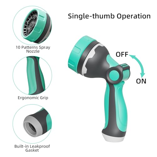 Garden Hose Nozzle, Hose Sprayer Nozzle with 10 Patterns & Thumb Control - color: Blue