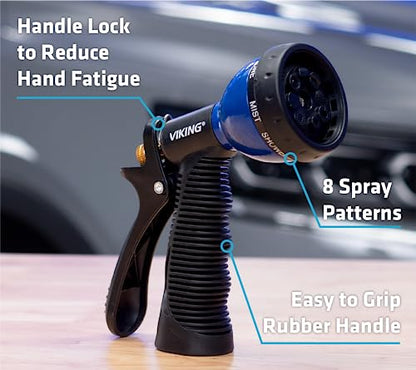 VIKING Garden Hose Nozzle with 8 Spray Patterns for Washing Cars - style: 8 Pattern Hand Control 2 Pack