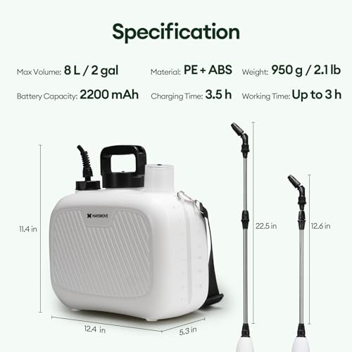 Maygrove 2 Gallon Electric Garden Sprayer, Rechargeable Telescopic Wand