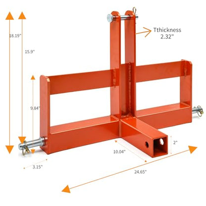 GarveeTech 3-Point Hitch Receiver with 2 in Receiver, Draw-bar & Suitcase Weight Brackets, 3 Point Quick Hitch for Category 1 Tractor