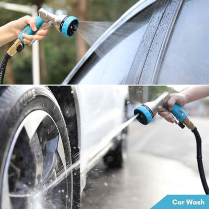 HOSUN 100% Metal Garden Hose Nozzle Sprayer with Ergonomic Handle, Blue - color: Sky Blue