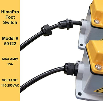 HimaPro Foot Control Switch Pedal, 15A 110-250V, Aluminum Cast, 6ft Cable