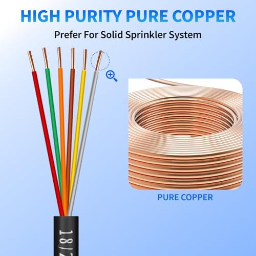 18/6 Solid Sprinkler System Wire 50ft, 18 Gauge Irrigation Wires - size: 18/6, 50Ft