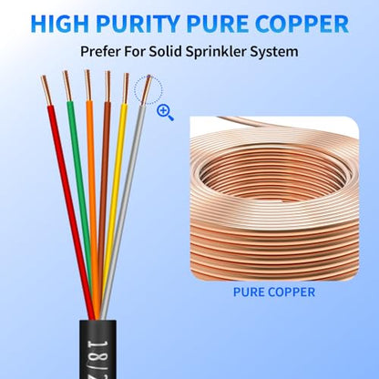 18/6 Solid Sprinkler System Wire 50ft, 18 Gauge Irrigation Wires - size: 18/6, 50Ft