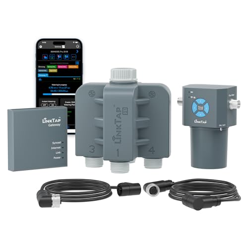 LinkTap Q1 4-Zone Wireless Water Timer & Gateway, Equals Four G2S Smart Hose Timers - size: Q1 timer+gateway