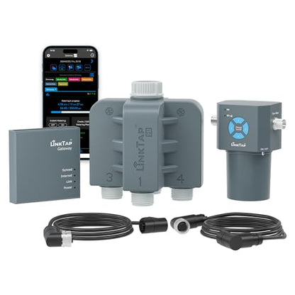 LinkTap Q1 4-Zone Wireless Water Timer & Gateway, Equals Four G2S Smart Hose Timers - size: Q1 timer+gateway