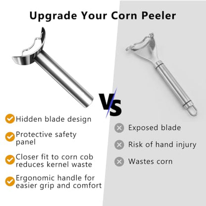 Safe Hidden Blade Corn Peeler, Stainless Steel Corn Cob Stripper - size: Hidden Blade