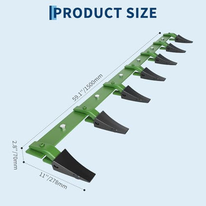 Heavy-Duty Tractor Bucket Tooth Bar for Loader & Skid Steer, 60 Inch Bucket Teeth Attachment, No-Drill Bolt-on Install, 4560 Lbs Capacity Alloy Steel, Fits Up to 1/2" Cutting Edge,Rust-Resistant - size: green60"