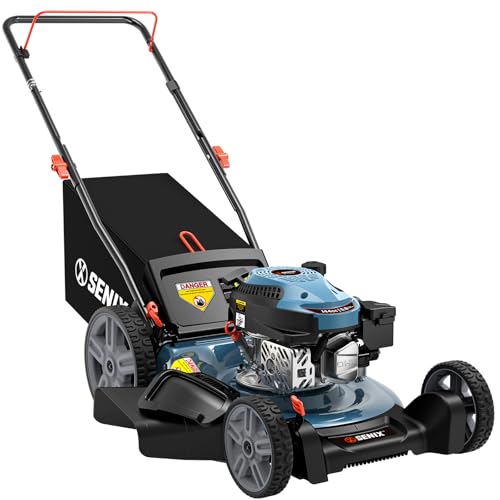 SENIX 21-Inch Gas Push Lawn Mower, 144cc, Steel Deck, 6-Height