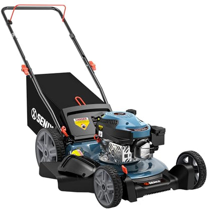 SENIX 21-Inch Gas Push Lawn Mower, 144cc, Steel Deck, 6-Height