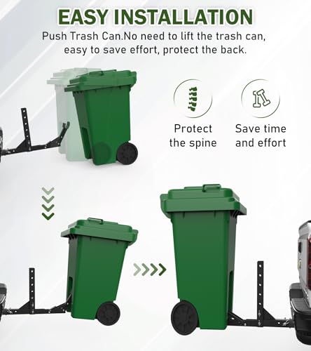 ELITEWILL New Trash Can Hauler Hitch Trash Can Transporter,Wheeled Garbage Can Towing Carrier Fit for Truck Auto Car SUV Golf Cart ATV UTV with 2" Receiver