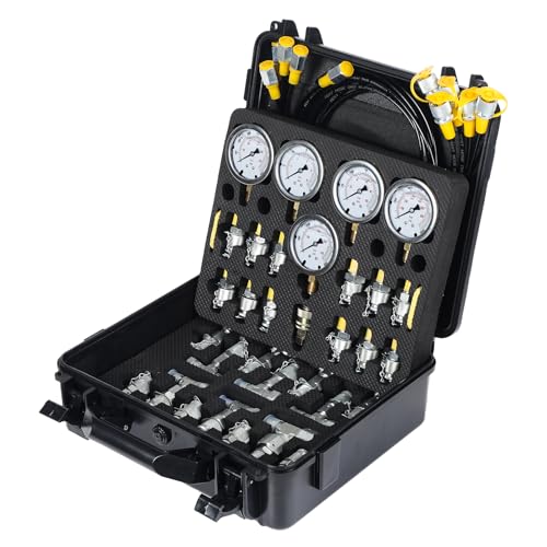 Hydraulic Pressure Test Kit 5 Gauges 10000 PSI 13 Couplings 5 Hose