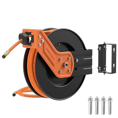 Giraffe Tools TA15 Retractable Air Hose Reel, 3/8" x 50ft, Open Steel - size: 50FT