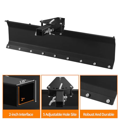 Rear Blade for Grading and Scraping, ATV/UTV Scrape Blade Implement, 2" Reciever Compatible Adjustable Angles, for Gravel, Landscaping, Snow and More