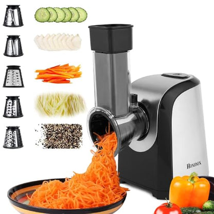 Electric Cheese Grater and Slicer Shredder for Kitchen, 150W 5 Cones