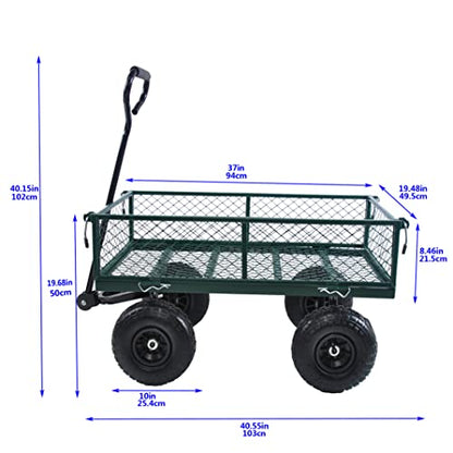 Garden Dump Cart - Large Capacity, Removable, Sturdy, Green, Outdoor Use - color: Green