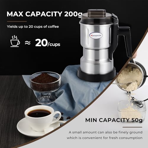Moongiantgo Coffee Grinder Electric 200ml Capacity, 250W Mini Grain Mill