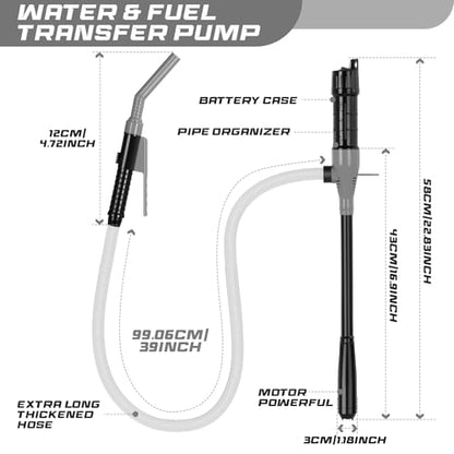 Portable Transfer Pump Battery Operated Electric Siphon Pump for Gas, Fuel, Diesel, Water Transfer 2.4 GPM Flow Oil Extractor, 47 Inches Hose-Easy to Use Hand Fuel Pump, Multi-Use Transfer Pump(Grey) - color: 1 Pack Grey 2