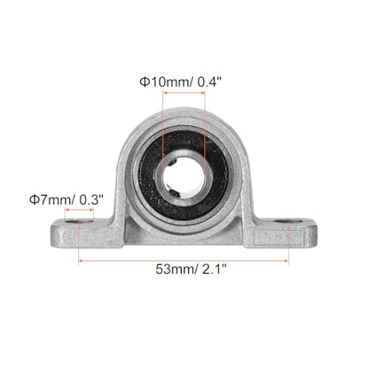 uxcell 6Pcs KP000 Pillow Block Bearing 10mm Bore Zinc Alloy, Self-Alignment - size: 10mm