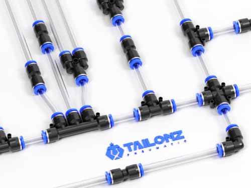TAILONZ 1/8" Push to Connect Fitting Splitters+Elbows+Tees+Straight 40pcs - color: Blue, size: 1/8"OD/40PCS
