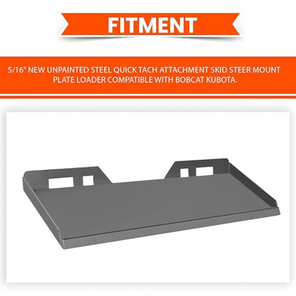 HECASA 5/16" New Unpainted Steel Quick Tach Attachment Skid Steer Mount - size: 5/16"