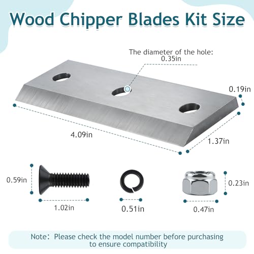 4 Pack Wood Chipper Shredder Blades with Screw Replacement for Landworks