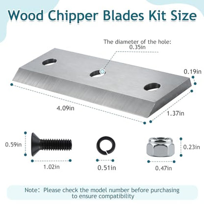 4 Pack Wood Chipper Shredder Blades with Screw Replacement for Landworks