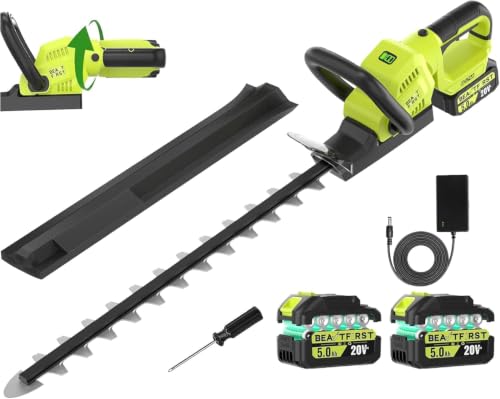 20V 22-Inch Hedge Trimmer Cordless with 2x5.0Ah Battery & Charger - color: Green
