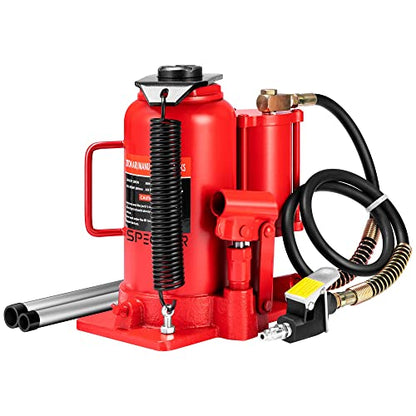 SPECSTAR Pneumatic Air Hydraulic Bottle Jack with Manual Hand Pump 20 Ton - color: Red