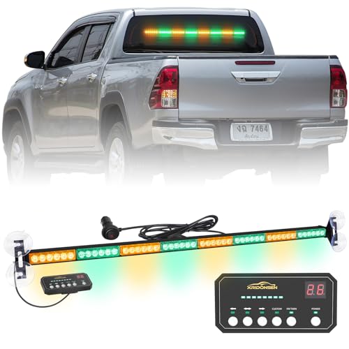 XRIDONSEN 35 inch Traffic Advisor Emergency Light Bar 48 LED Strobe Lights - color: Amber/Green