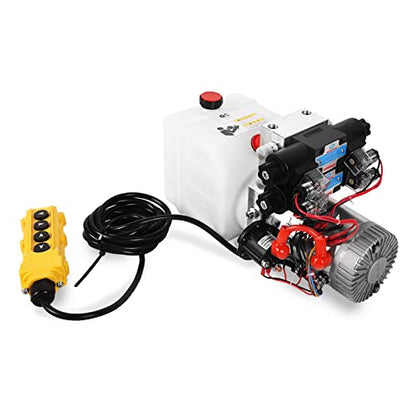 4.5 Quart Hydraulic Power Unit 12V DC Double Acting Double Solenoid Electric Trailer Pump for Dump Trailer Car Lifting