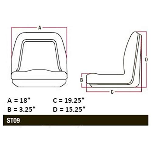 TM333BL Michigan Style Seat w/o Tracks Fits Bobcat, Massey Ferguson