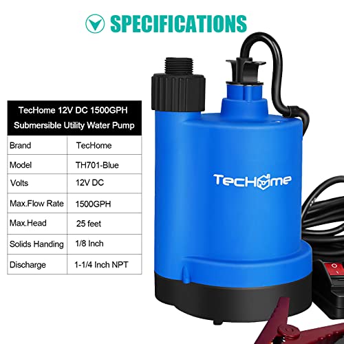 TecHome 12v Sump Pump Submersible Water Pump Water Transfer Pump. - style: 12V Submersible Pump