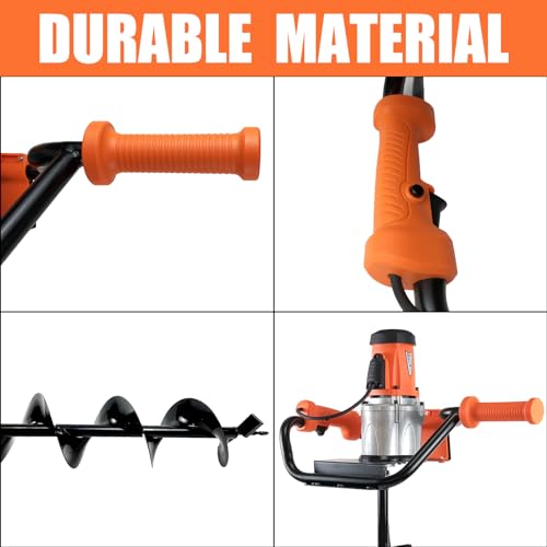 1500W Electric Post Hole Digger 6" & 4" Bits, No Bag, Orange - color: Orange
