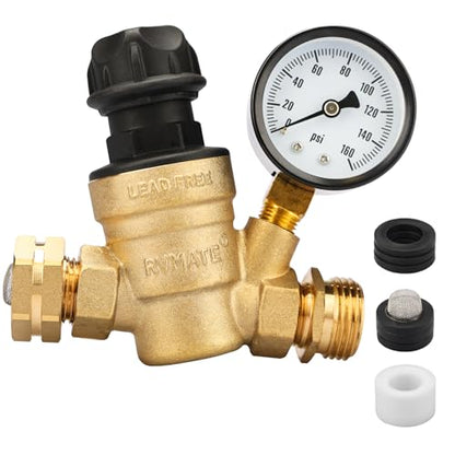 RVMATE RV Water Pressure Regulator with Adjustable Knob, Lead-Free Brass - size: Adjustable Knob 2.0