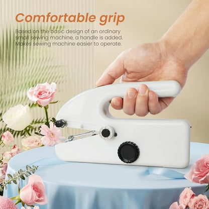 Handheld Sewing Machine, Dual Speed Portable Stitch for Beginners - color: White