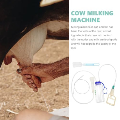 Abaodam Cow Milking Machine Portable Manual Milker Hand Pump for Cattle Sheep and Goats Food Grade Teat Cup Kit with 1000Ml Bottle for Farm and Dairy Use