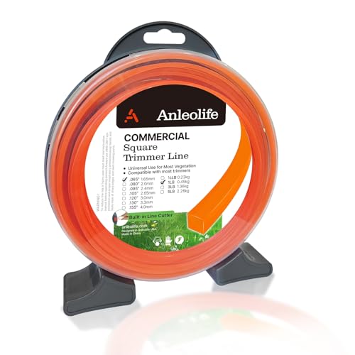 Anleolife .065" Square Weed Wacker String, Electric Trimmers, 370ft 1 lb - color: Commercial, size: 1lb .065"