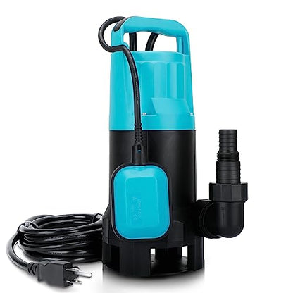 1.3HP Sump Pump 5280GPH Submersible Water Pump with Float Switch - color: Light Blue