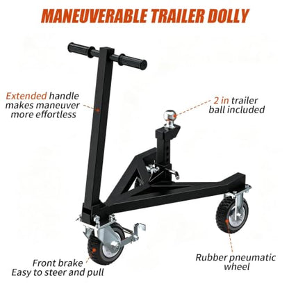 Trailer Dolly, Heavy Duty Trailer Mover with 2 Inch Hitch Ball (Black) - color: Black