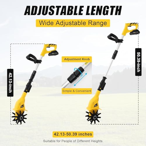 Cordless Electric Garden Tiller Cultivator, Lightweight Rototiller for Gardening,7.8-Inch Tilling Width,5-Inch Depth for Soil Preparation, Weeding, and Gardening 2 Batteries