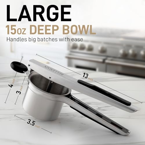 Bellemain Stainless Steel Potato Ricer Mashed Potato Masher - Black - color: Black