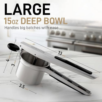 Bellemain Stainless Steel Potato Ricer Mashed Potato Masher - Black - color: Black