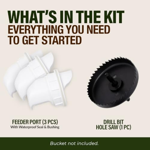 Poultry Pro DIY Chicken Feeder Kit, Weatherproof, 3 Ports & Hole Saw - style: Original Feeder 3 Pack