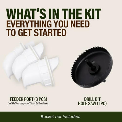 Poultry Pro DIY Chicken Feeder Kit, Weatherproof, 3 Ports & Hole Saw - style: Original Feeder 3 Pack