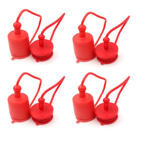 1/2"" ISO7241A Hydraulic Coupling Dust Cap and Plug,Red Rubber Male Dust Cap and Female Plug Covers for Hydraulic Quick Coupler 4set, 0.5 Inch - size: 0.5 Inch, style: ISO7241A